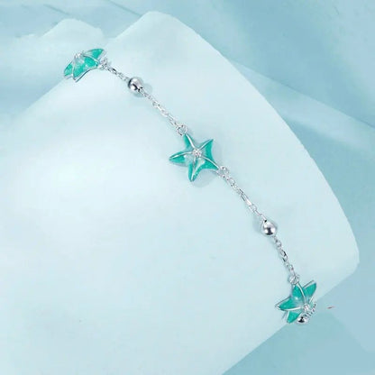 Farbverlauf Blaugrüne Seestern Gliederketten-Armbänder
