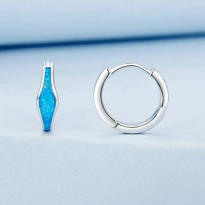 Opal-Creolen für Damen, Weißgold plattiert