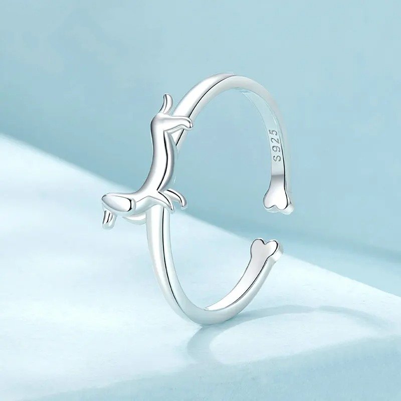 Wunderschöner offener Statement-Ring mit Haustierhund