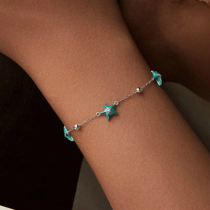 Farbverlauf Blaugrüne Seestern Gliederketten-Armbänder