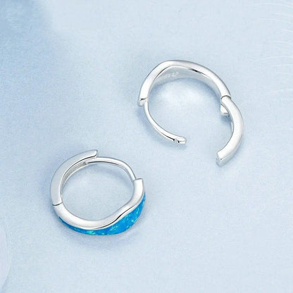 Opal-Creolen für Damen, Weißgold plattiert