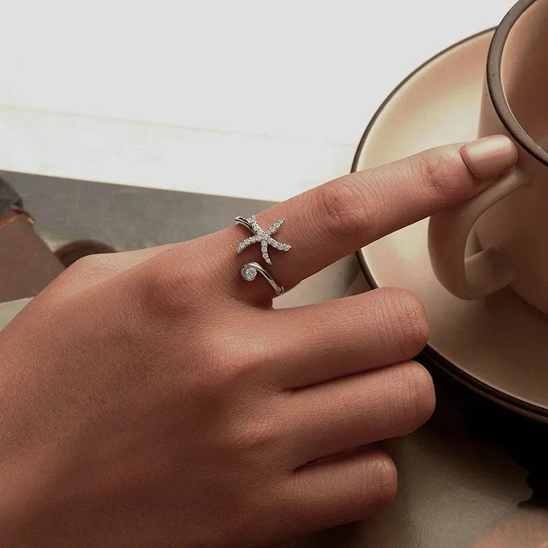 Einfacher Seestern Verstellbarer Ring