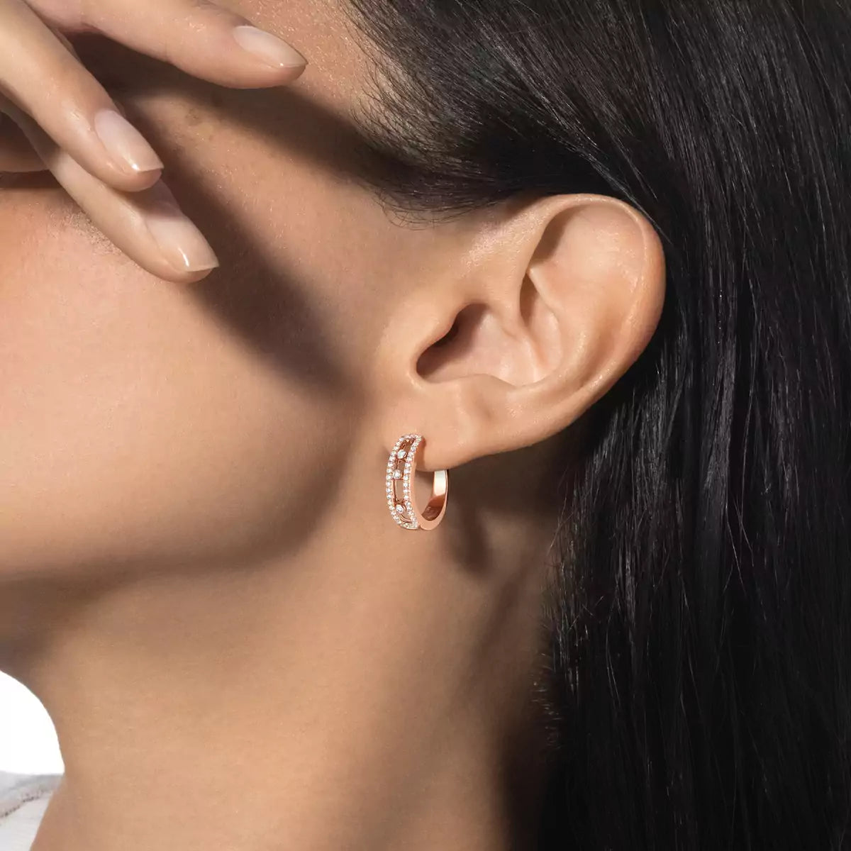 [Renovia Jewelry]Diamond Pave_ Hoop Earrings Move