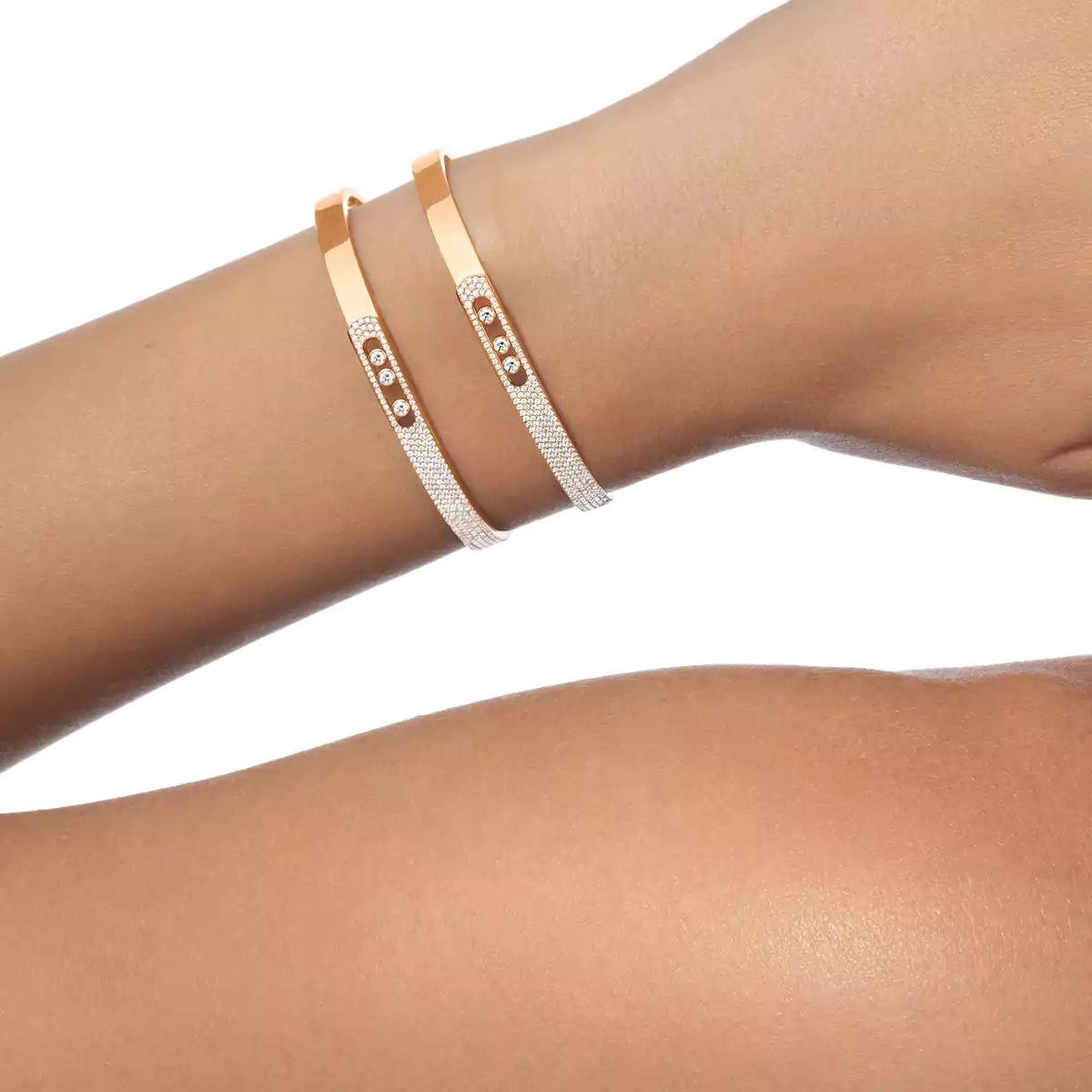 [Renovia Jewelry]Move Noa Rose Gold Pavé Diamond Bangle Bracelet