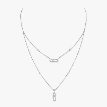[Renovia Jewelry]2 Rows Rose Gold Diamond Pave_ Necklace Move Uno