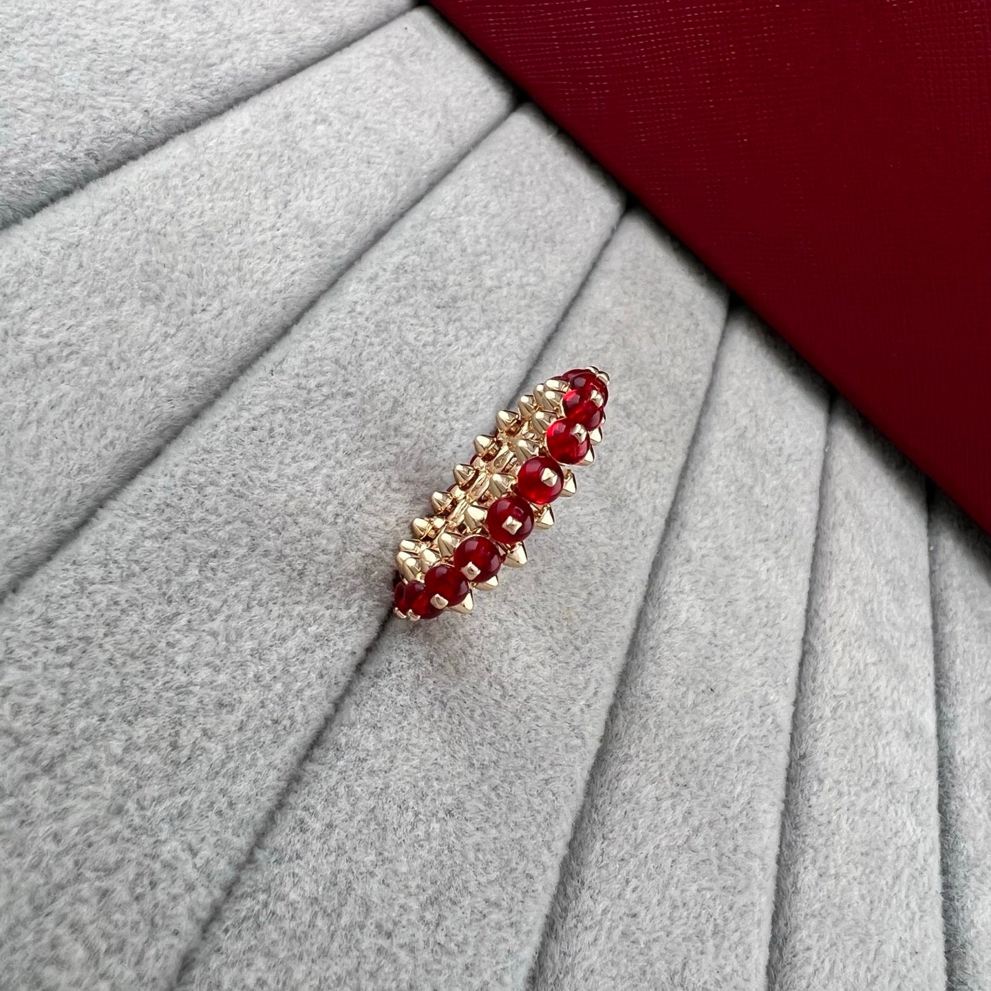 [Renovia Jewelry]PYRAMID COLORED STONE STUD RING