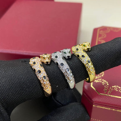 [Renovia Jewelry]FULL DIAMOND DOUBLE LEOPARD HEAD RING