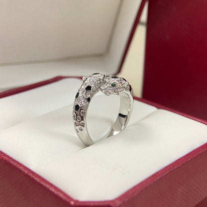 [Renovia Jewelry]FULL DIAMOND DOUBLE LEOPARD HEAD RING