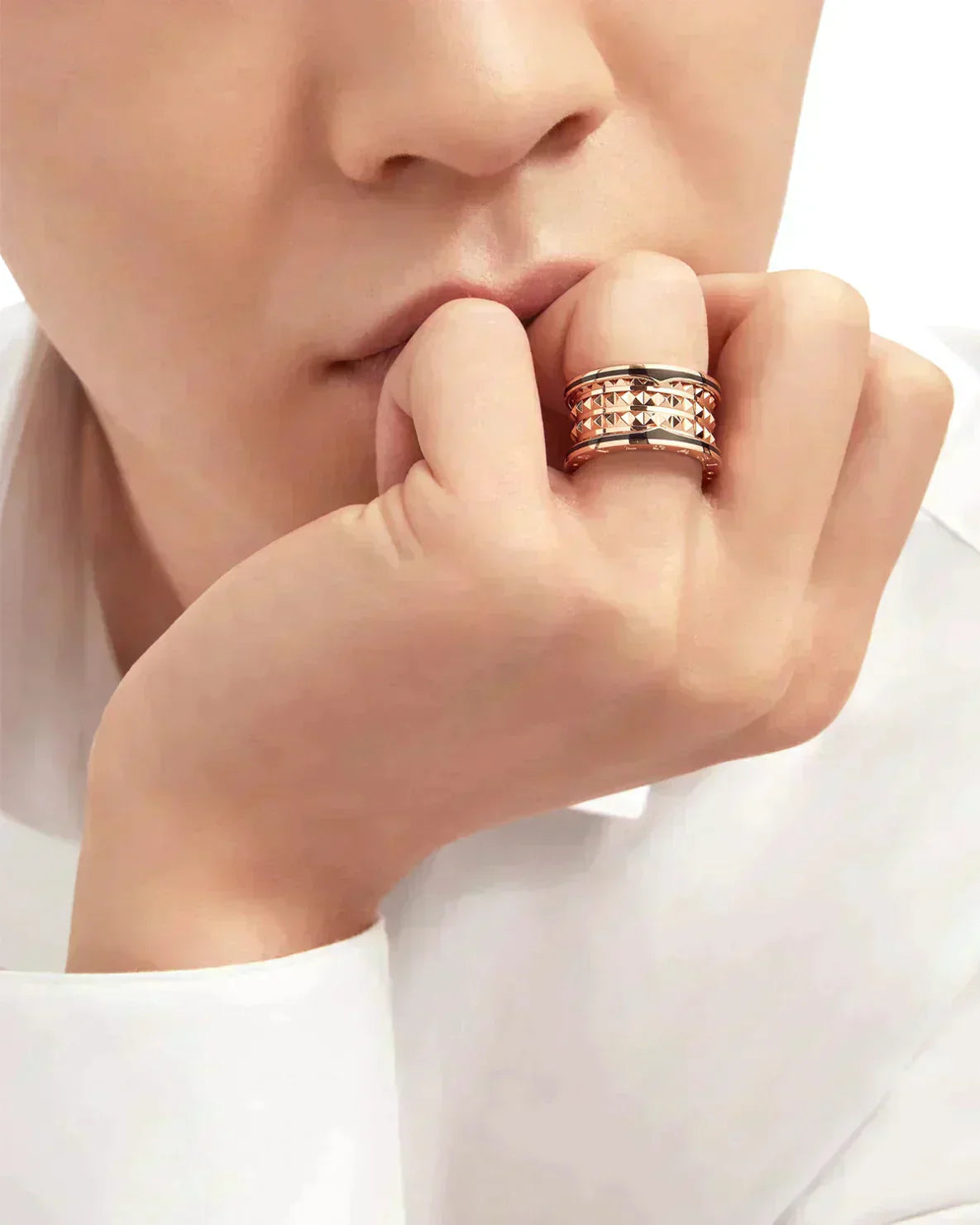 [Renovia Jewelry]ZERO 1 ROCK BLACK CERAMIC PINK GOLD LARGE MODEL