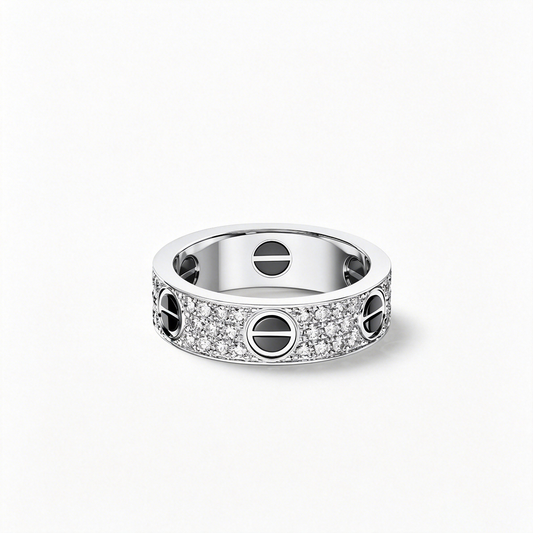 [Renovia Schmuck]LIEBESRING 5.5MM DIAMANTEN PFLASTERUNG KERAMIK