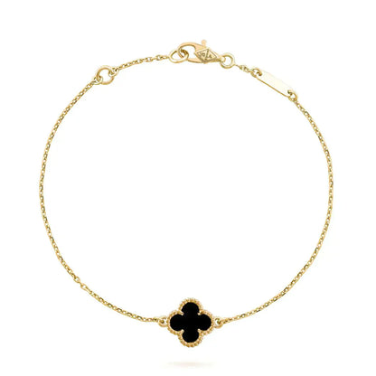 [Renovia Jewelry]CLOVER ONYX SINGLE FLOWER BRACELET