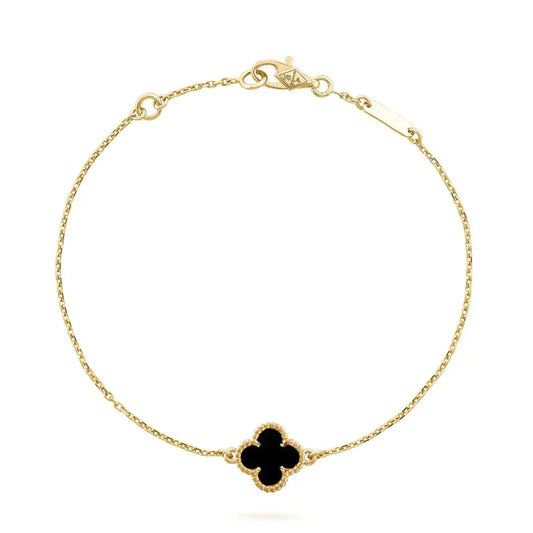 [Renovia Jewelry]CLOVER ONYX SINGLE FLOWER BRACELET