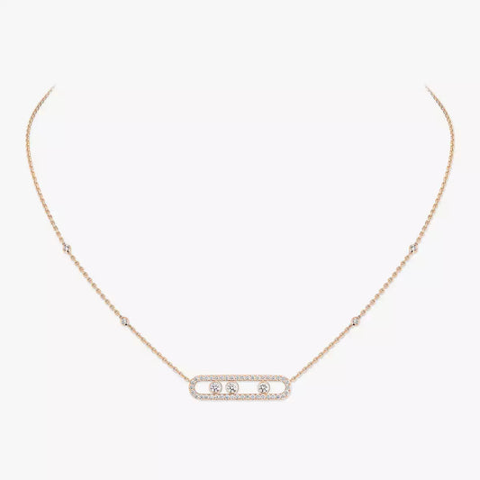 [Renovia Jewelry] Move Pave_ Rose Gold Diamond Necklace