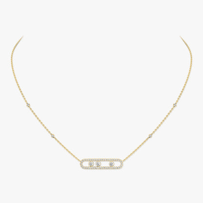 [Renovia Jewelry] Move Pave_ Rose Gold Diamond Necklace